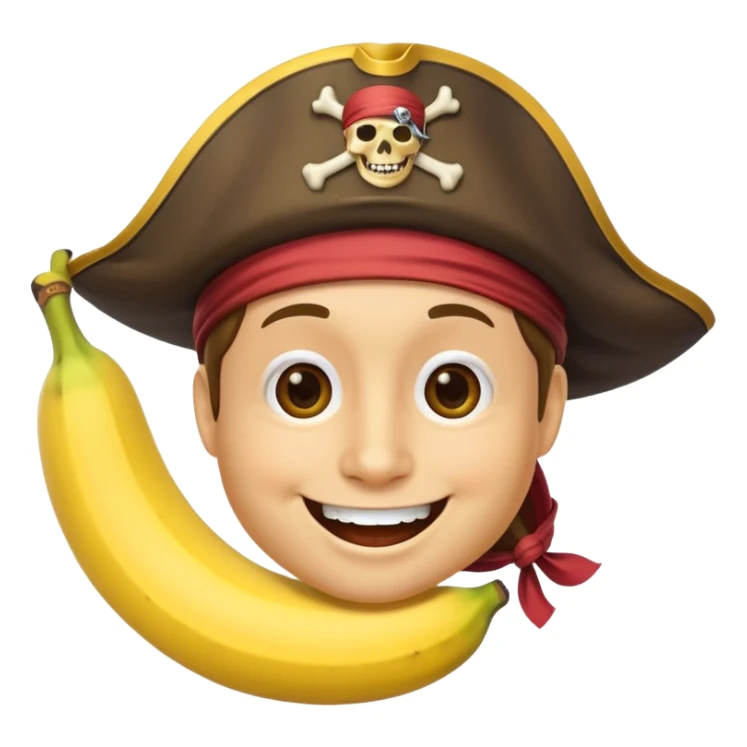  banana as a person with pirate hat  sticker