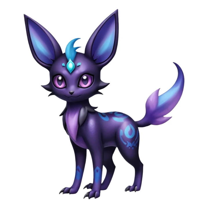 Shiny Dark-gradient Exotic Badass Royal Mysterious Gothic Noibat-Espeon-Umbreon-Pokémon-Fakémon-hybrid-creature (full body) sticker