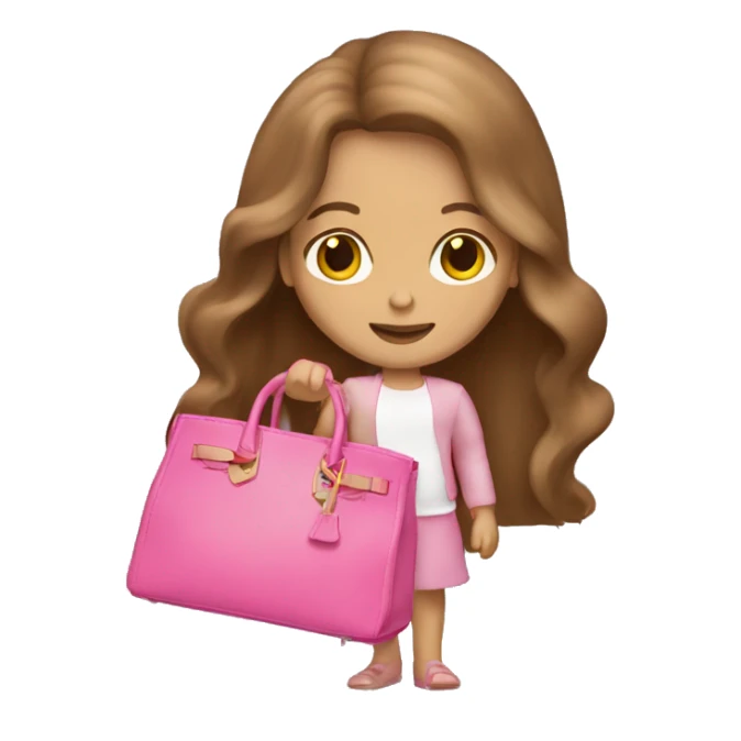 Brown long hair white girl holding a pink birkin bag sticker