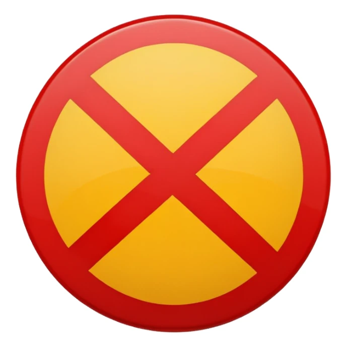 um circulo vermelho com uma barra transversal, semelhando a um simbolo de proibido, semelhante as placas de transito sticker