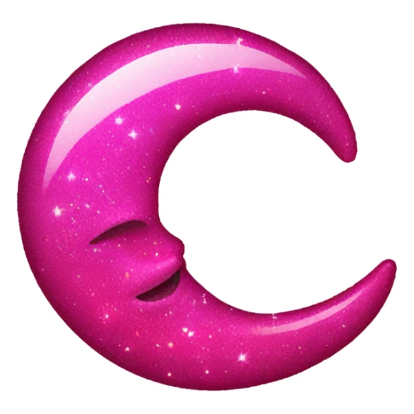 Hot pink crystallized crescent moon with glitter and lights dangling  sticker
