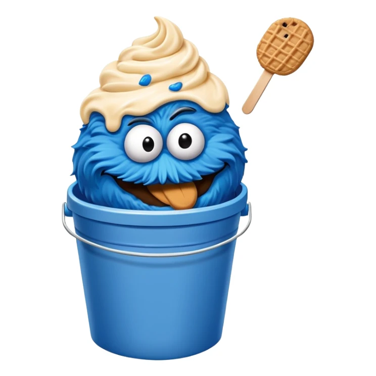 Bucket of Cookie monster ice cream sticker