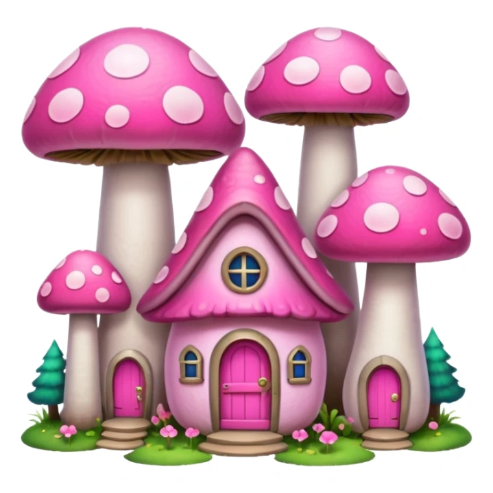 pink mushroom houses sticker