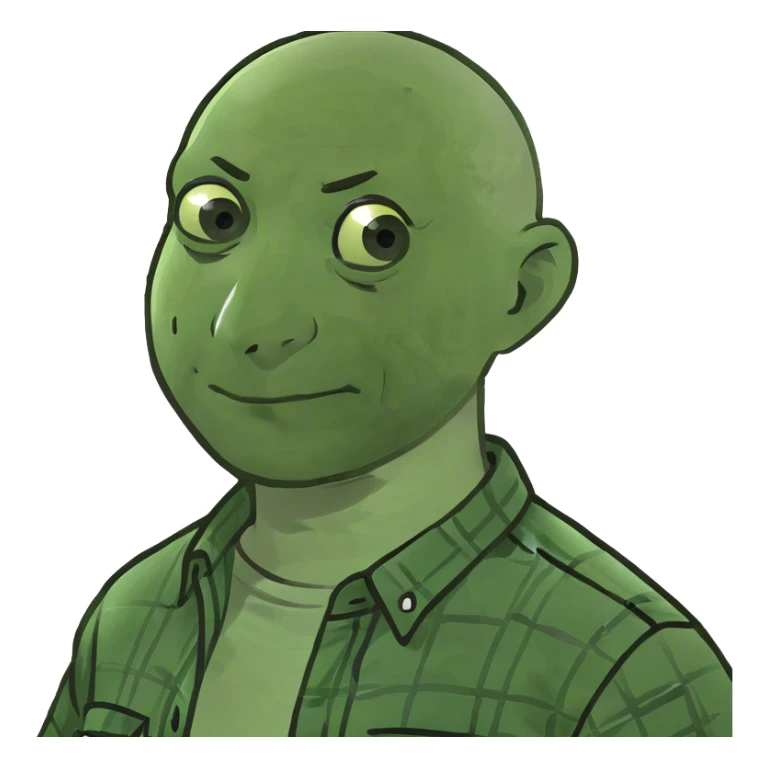 bald meme in plaid shirt sticker