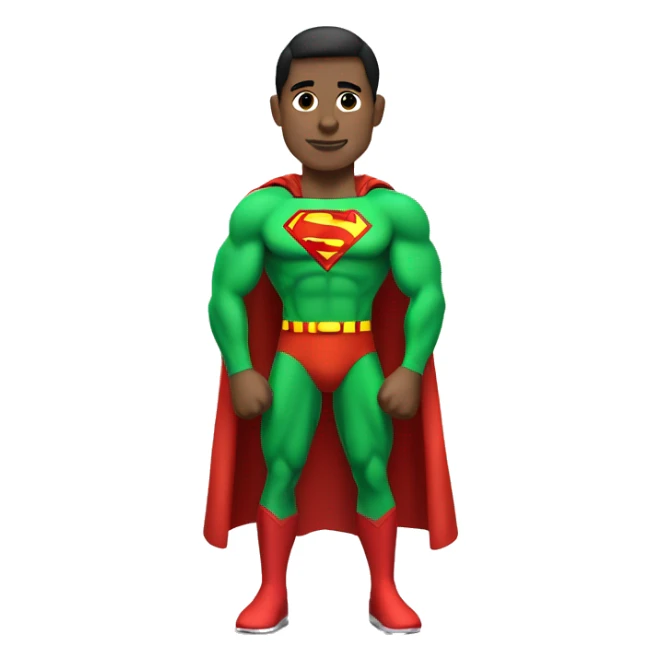 One Superman as personal trainer dressed with green sport clothes and capa. sticker