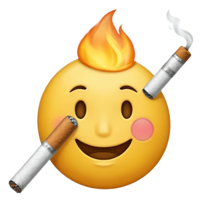 maak een emoji die een sigaret in zijn mond heeft sticker