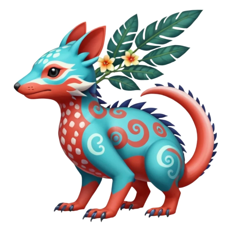  exotic tropical ornate Asian painted cyber-Sleuth-Loyd-Garmaddon-Litten-Linoone-Noibat-Fakémon-Pokémon-Vernid-creature sticker