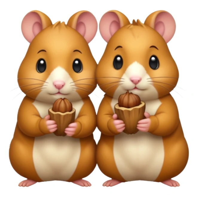 cartoon-style hamster sharing acorns with other cartoon-style hamsters sticker