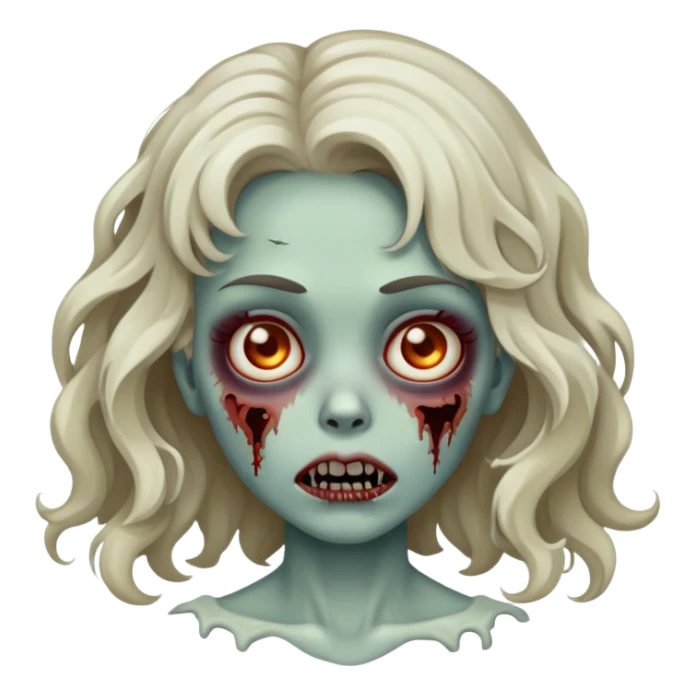 zombie girl with white skin tone and wavy hair  sticker
