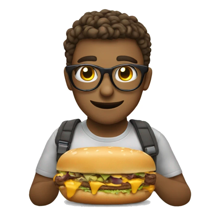 Emoji con lentes comiendo una berenjena  sticker