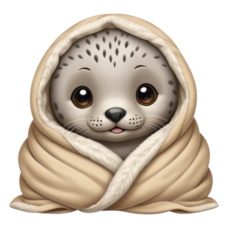 Disney-style cute harbor seal pup in blanket sticker