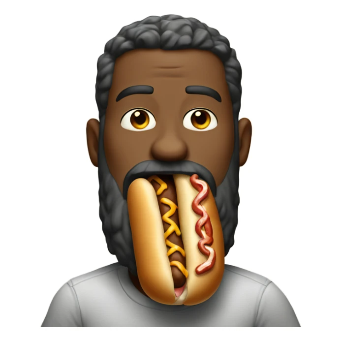 Big bearded guy eating a hotdog sticker