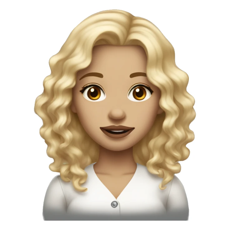 blonde wavy hair girl light brown eyes white big lips button nose sticker