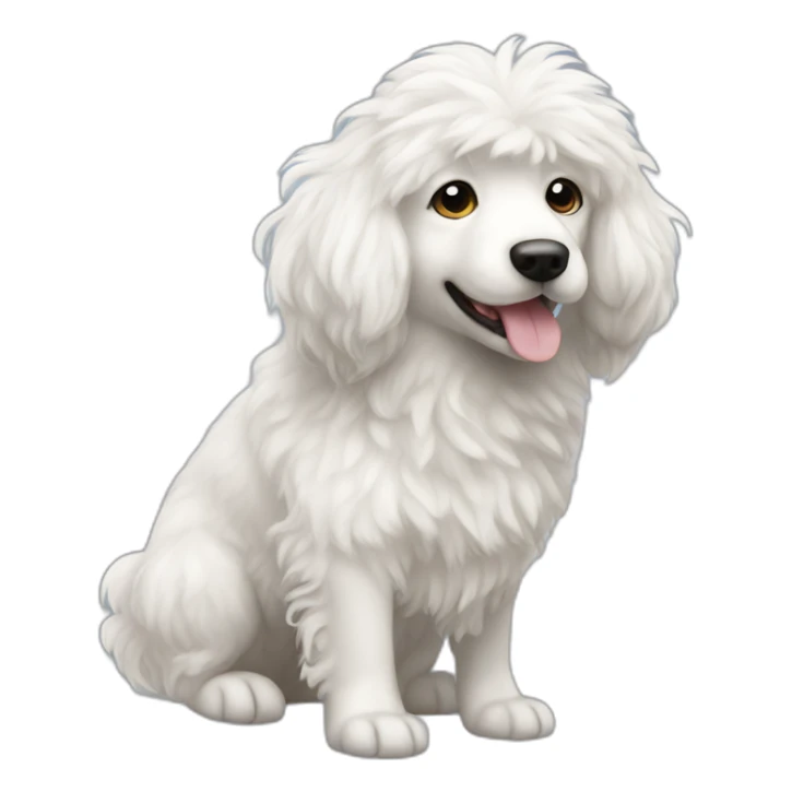 A white fluffy dog with flap ears long curly hair sticker