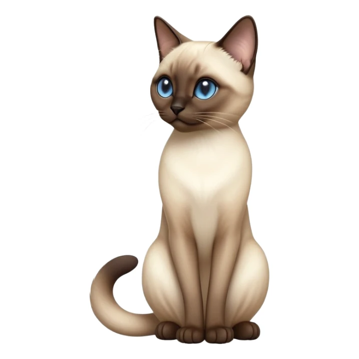 cinematic-[siamese cat]-realistic-full-body-sitting-emoji,-tail-curled-playfully-around-its-paws,-head-tilted-dramatically,-sleek-[siamese]-fur,-simplified-yet-realistic-focused-features,-highly-detailed,-glowing-with-an-almost-sarcastic-glow sticker