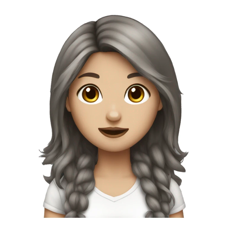 girl brown hair and gray cat rocker sticker