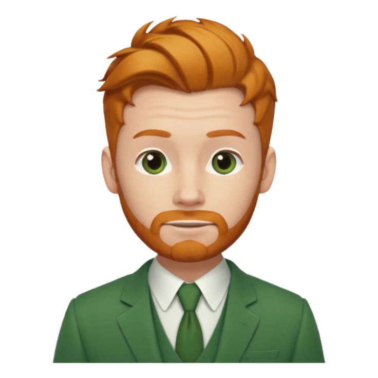 ginger man with bun hair with green suit  sticker