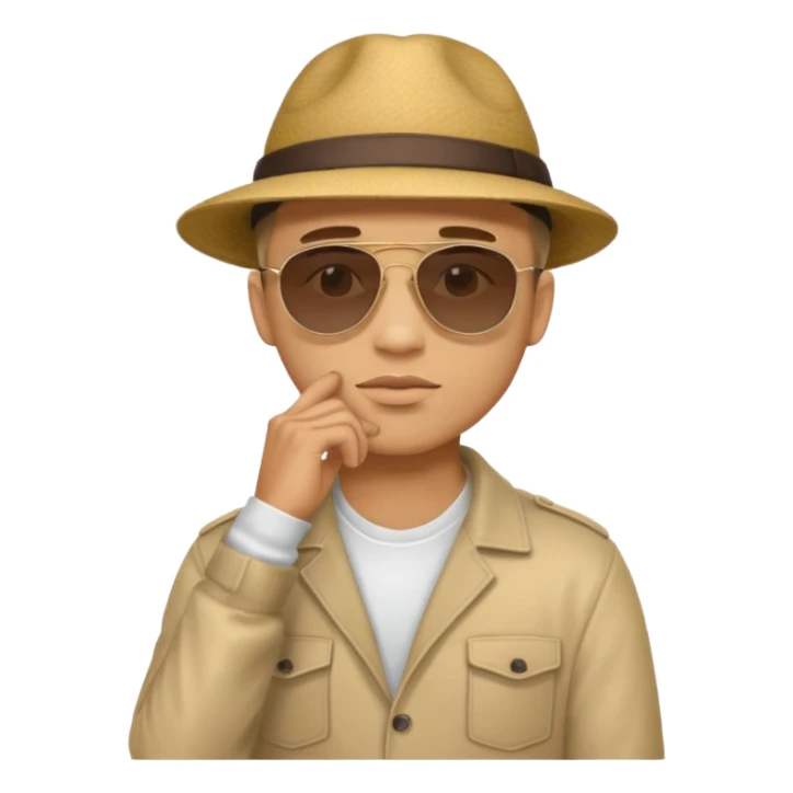 light skin man pensative, con la mano en el menton full body sticker