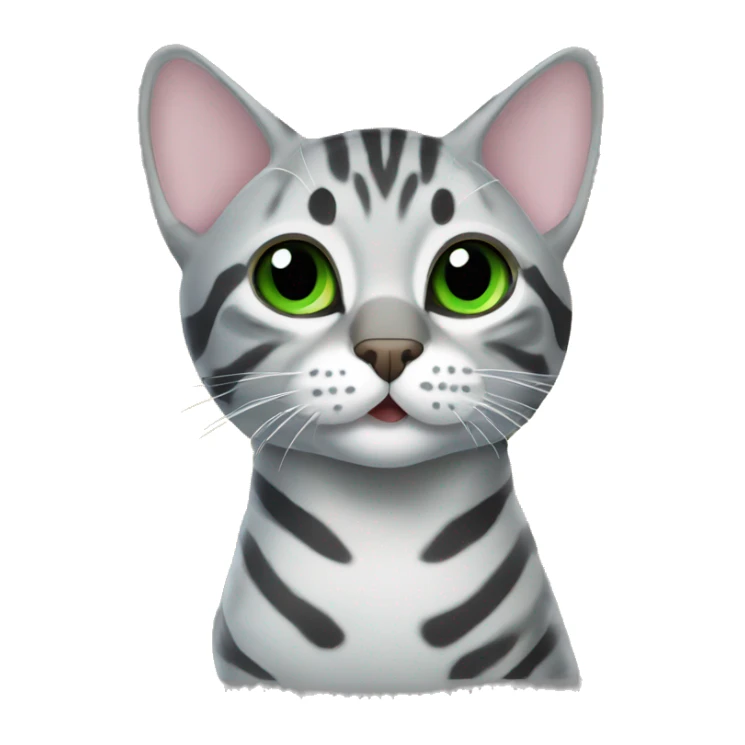 Grey bengal cat with green eyes in an ultrasound scan sticker
