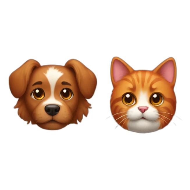 A brown furry dog and a red cat sticker