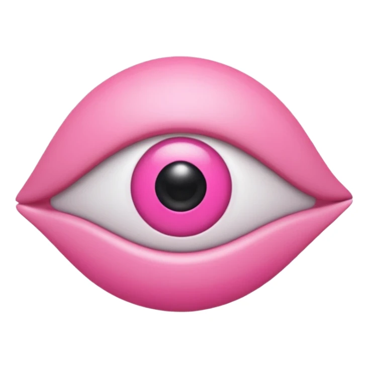 genera un emoji 3d en formato ios de un ojo con eyeliner rosa sticker