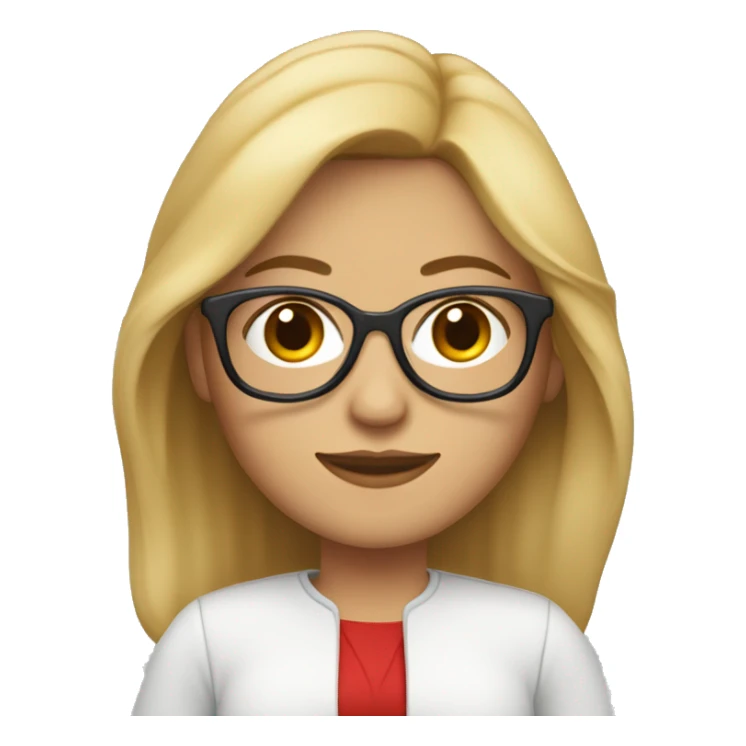 mujer, cabello rubio y lentes y abrigo rojo sticker