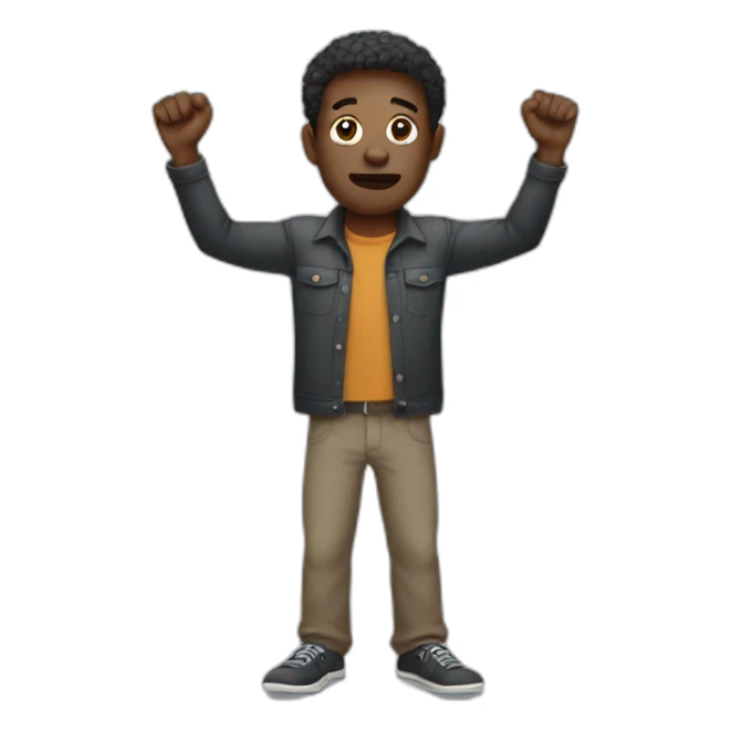confused black man with arms in the air sticker