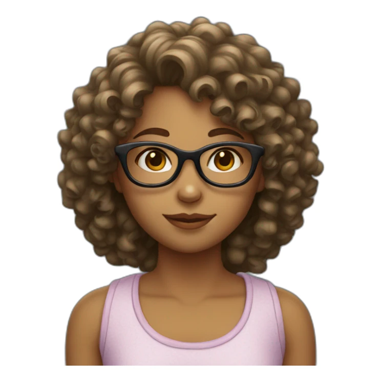 Girl with curly hair and glasses sticker