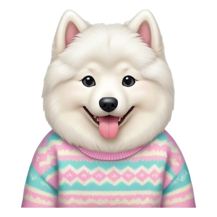 cute 
Samoyed tongue hanging out sitting 
 in a cute pastel sweater sticker