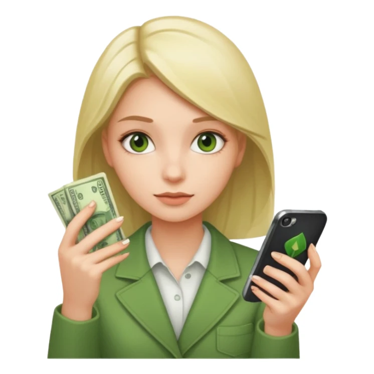 Celular mano de una chica mirando poco dinero sticker