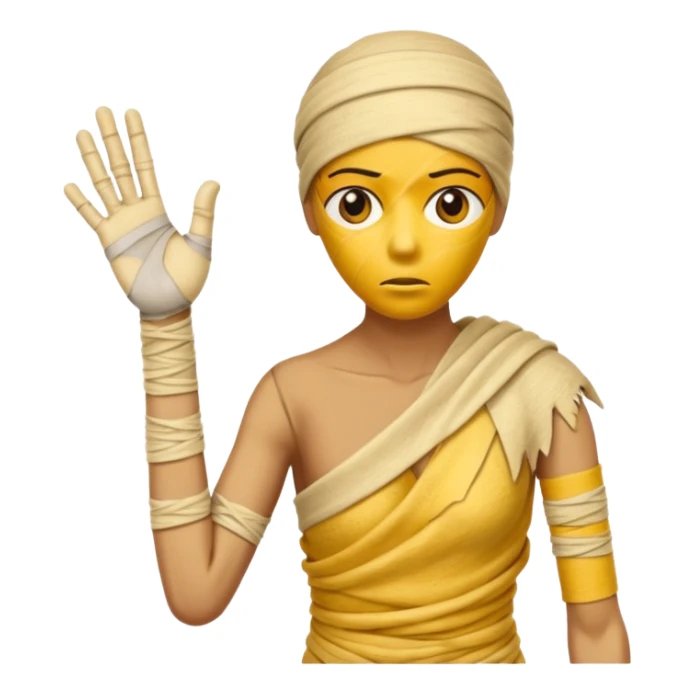 mummy Human figure wrapped in yellowed bandages, one arm stretched forward.
 sticker