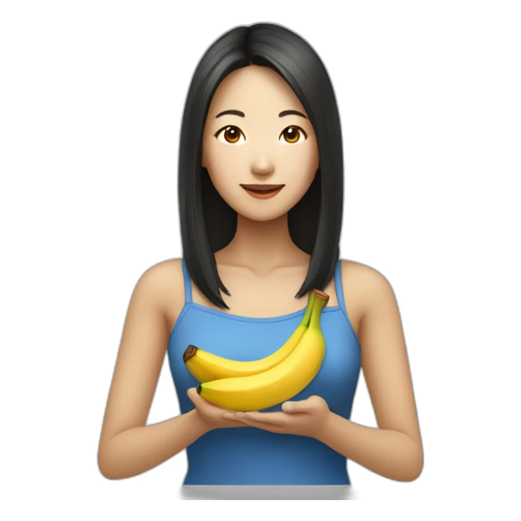 pretty asian woman eating banana sticker