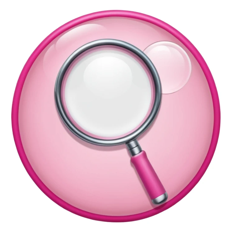 mix light pink dark pink and white girly internet circle with a magnifying glass sticker