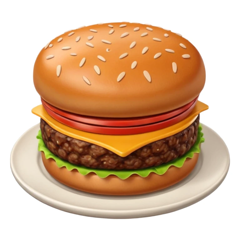 A 3D cartoon portion of minced meat shaped like a burger patty on a plate, soft lighting, Memoji-style. sticker