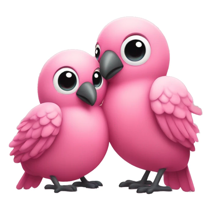 Two cute pink birds are hugging each other and are forming a heart shape expressing love and affection  sticker