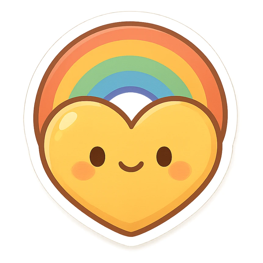 yellow heart with a gradient rainbow sticker