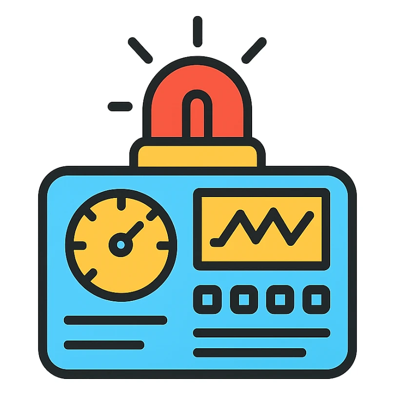 icon for signal.ai, dashboard for first responders, combining a digital display and emergency light, sleek and modern, tech-inspired sticker