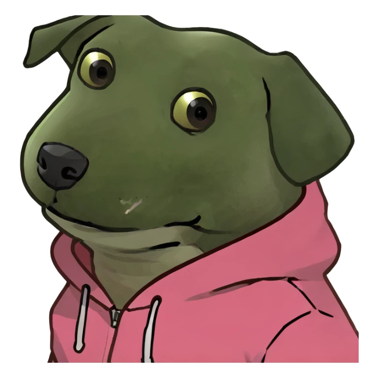 Dog wearing a pink hoodie sticker