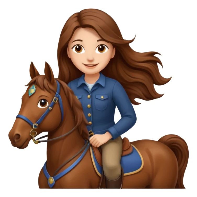 smiling girl with long hair riding horse sticker