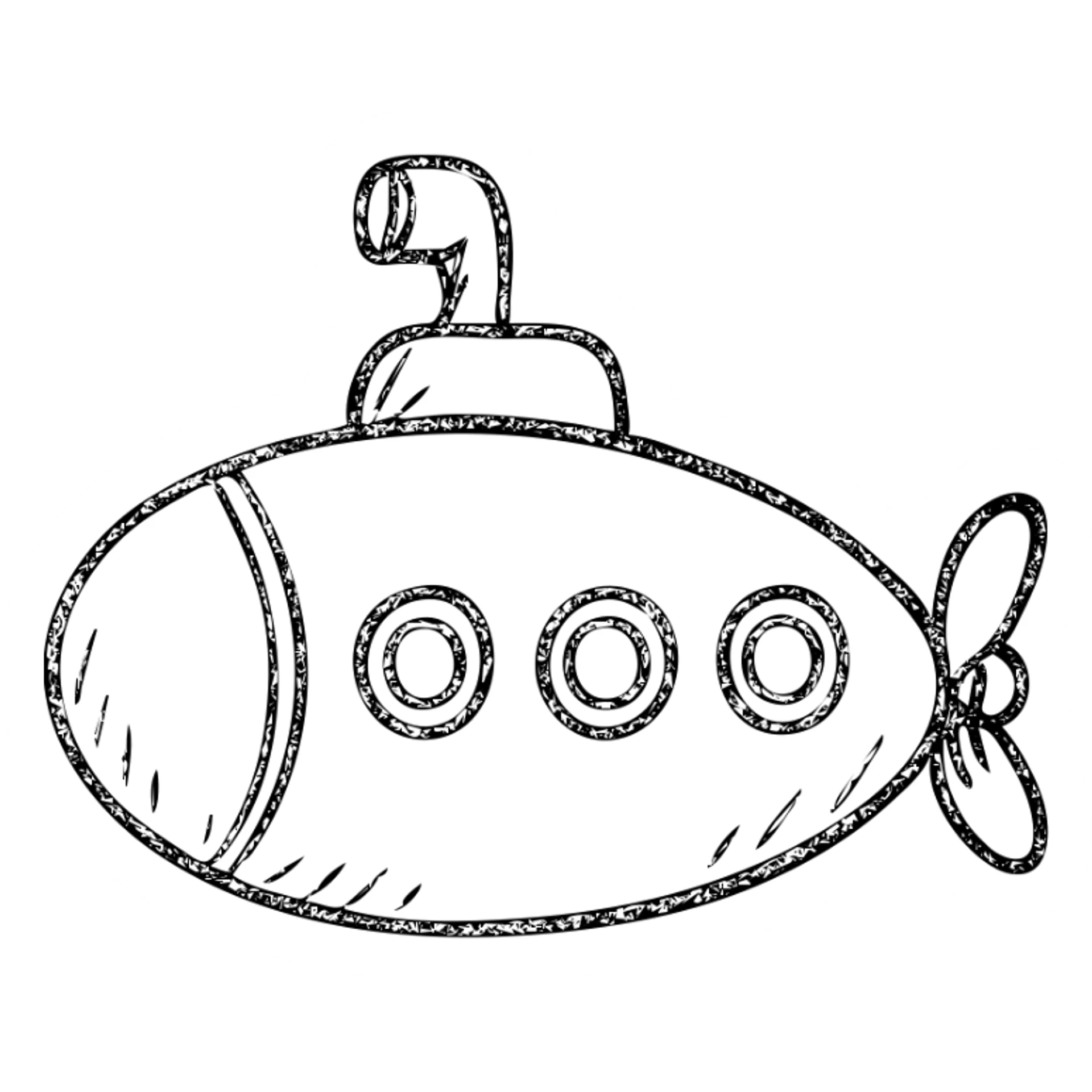 hand-drawn outlined denizaltı (submarine) icon sticker