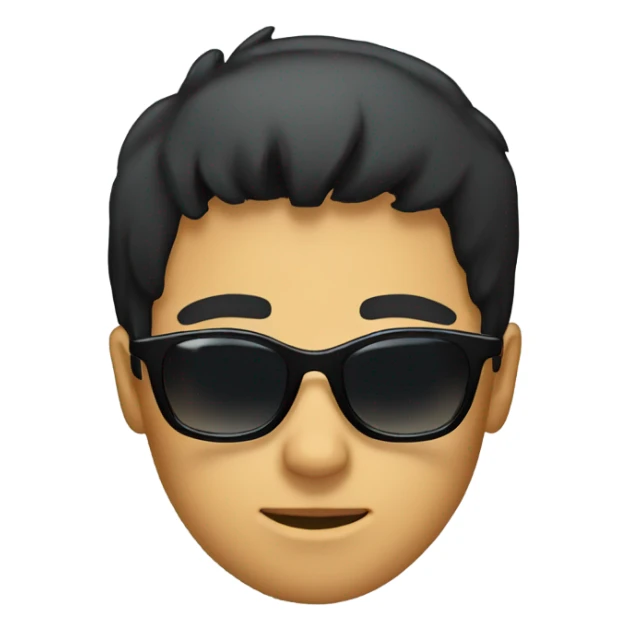 A boy face that have side cut, black hair, with sunglass sticker