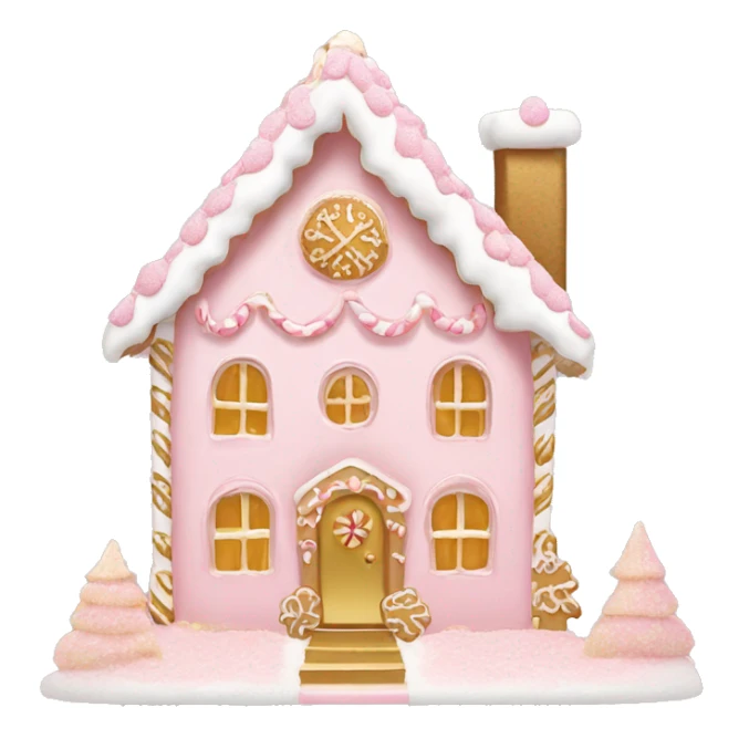 light pink and gold and white gingerbread house sticker