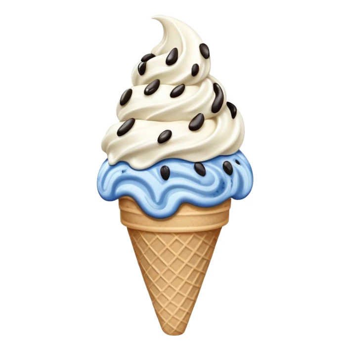 blue cookies and cream ice cream on a cone sticker