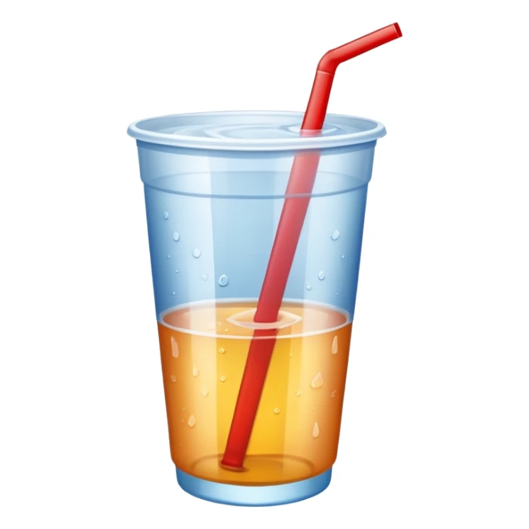 Soft drink in plastic cup (like Starbucks Cup), no logo, closed top. sticker