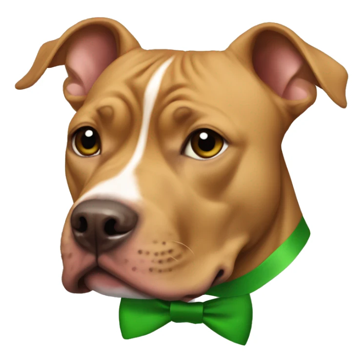 Light brown pitbull with ears cropped and green bows sticker