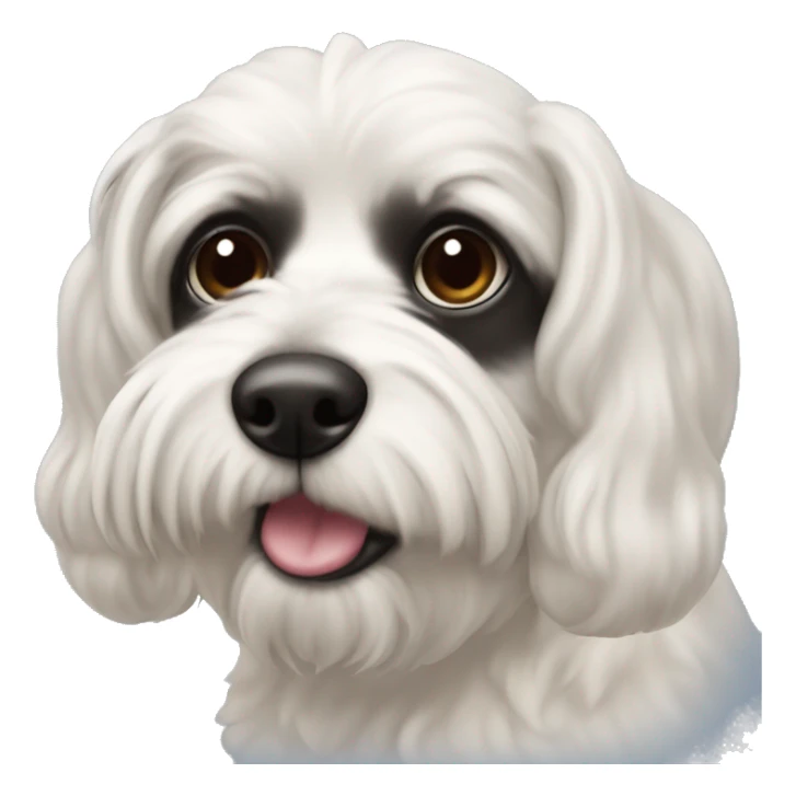 malteese with a big black nose sticker