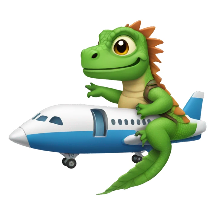 An iguana riding on an airplane  sticker