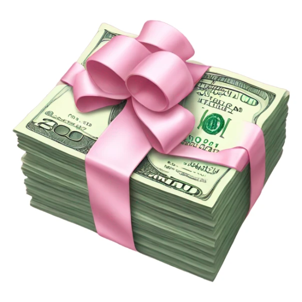 stack of money with baby pink bow sticker