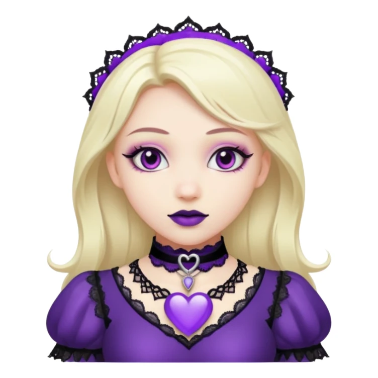 heart with purple gothic lace choker sticker