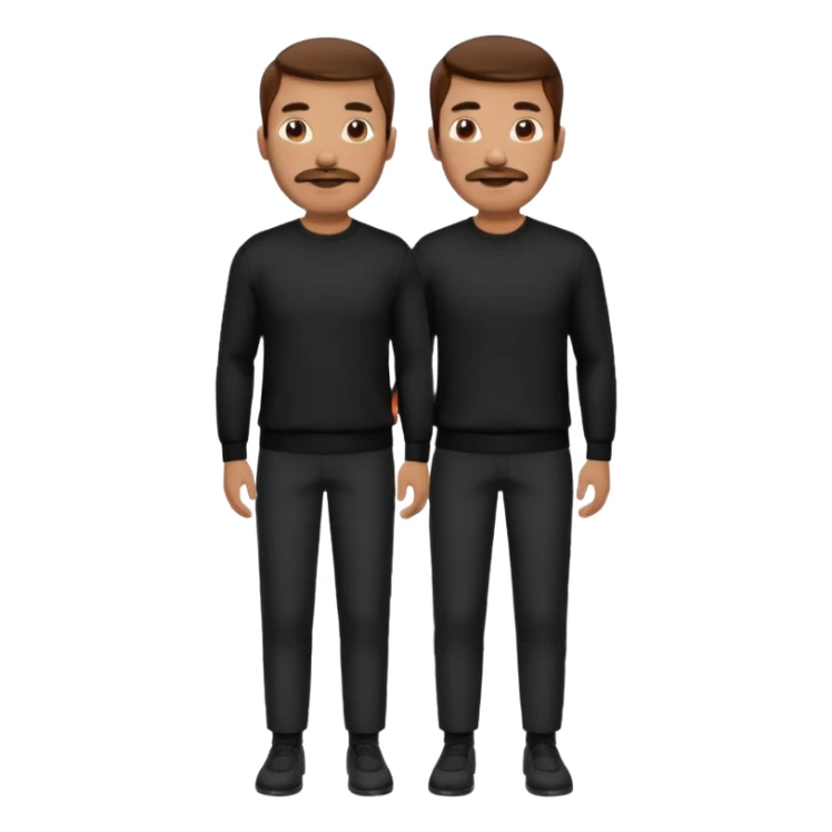 man with mustache, brown hair, 33years old, shirt, high temple Black pullover with a white shirt underneath and black fabric trousers 👕🖤👖 sticker
